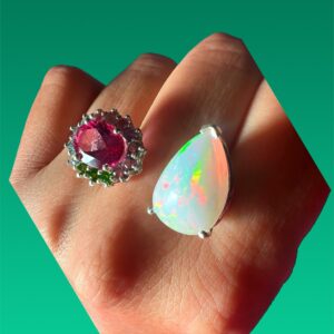 Beloved Twisted Double Ring/ Teardrop Opal