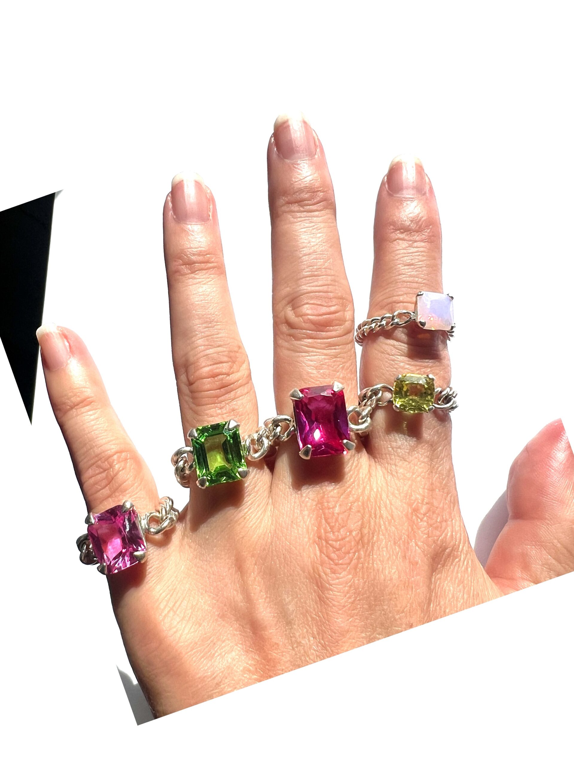 Solitaire Chain Ring/Bubblegum Pink - Image 3