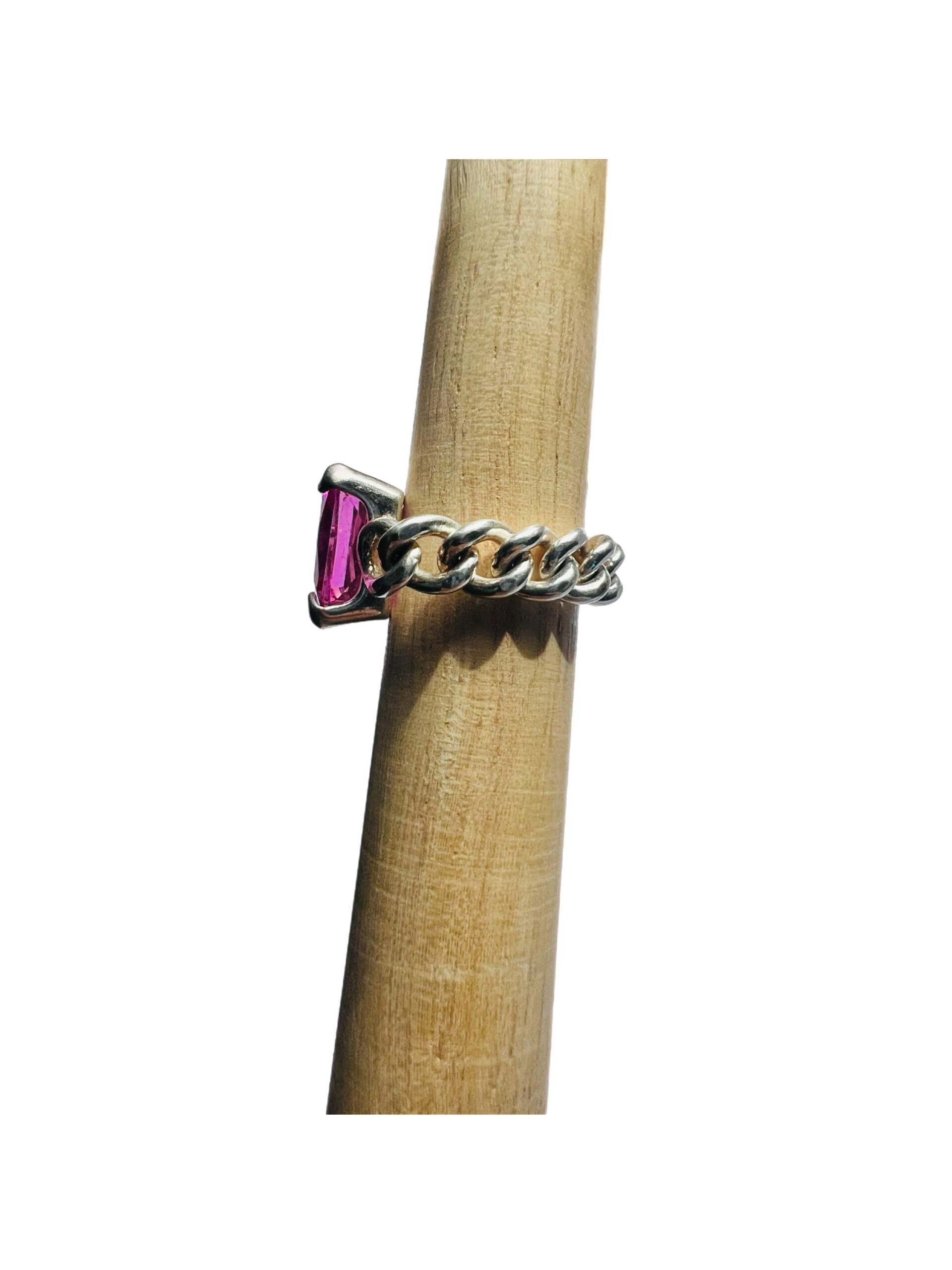 Solitaire Chain Ring/Bubblegum Pink - Image 2