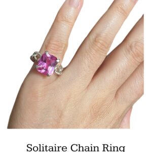 Solitaire Chain Ring/Bubblegum Pink